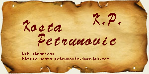 Kosta Petrunović vizit kartica